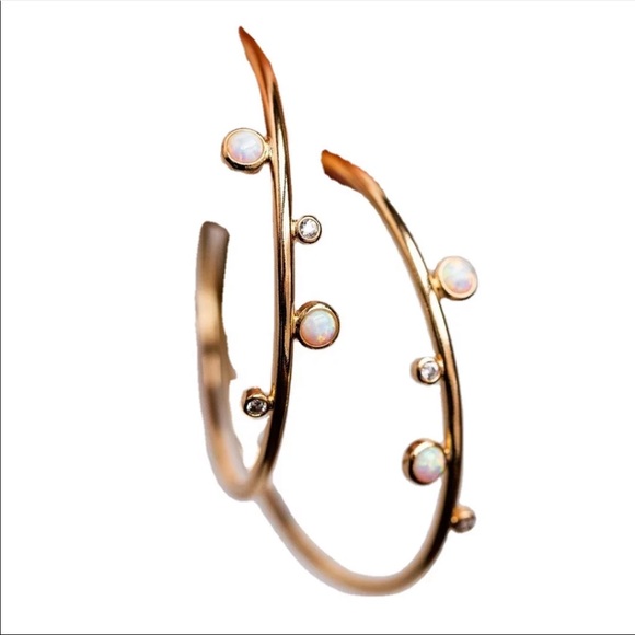 *NEW*Delicate Women’s Opal Hoop Earrings - Picture 5 of 5